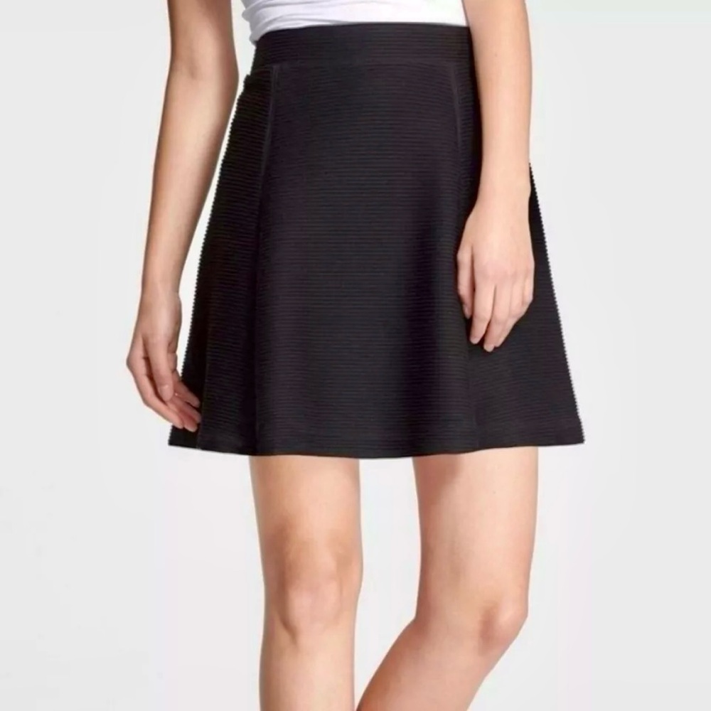 VINCE Ottoman Ribbed Knit A-Line Skater Pull On Mini Skirt Black S